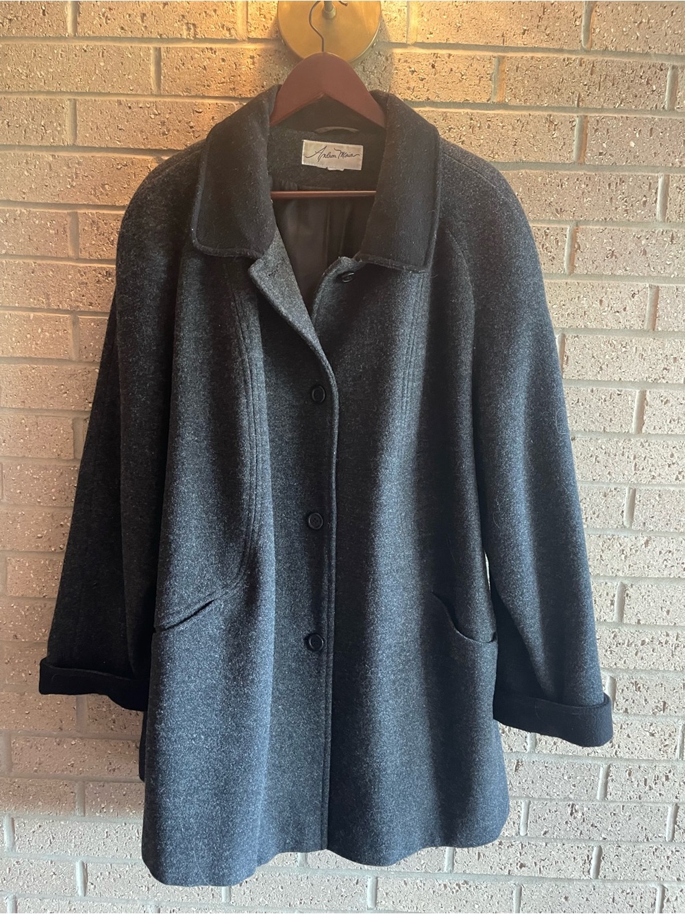 Andrea Marix Charcoal Gray Wool Pea Coat